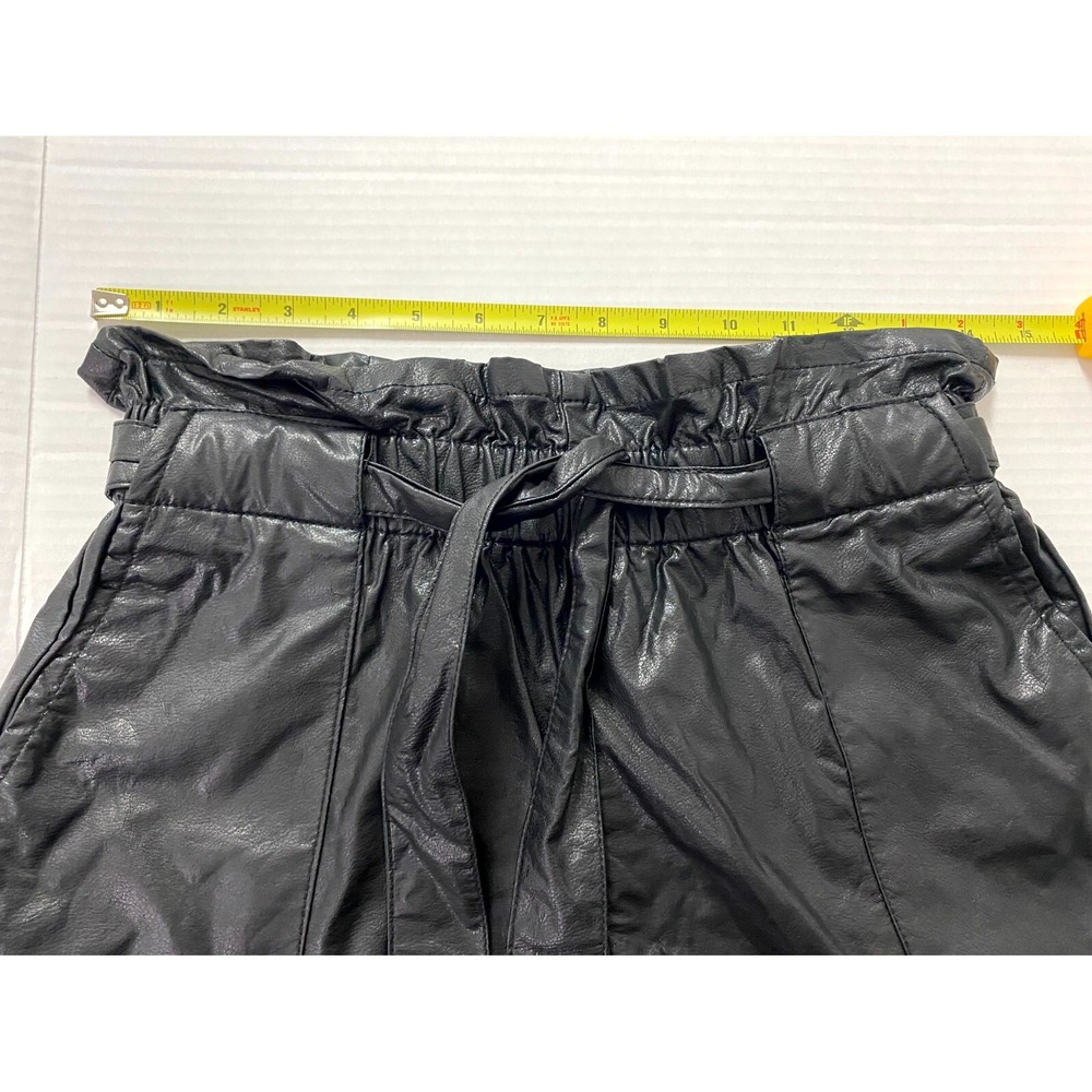 And Now This Women's Black Faux Leather Tie Waist Shorts Streetwear Biker Size 2 - Picture 7 of 8
